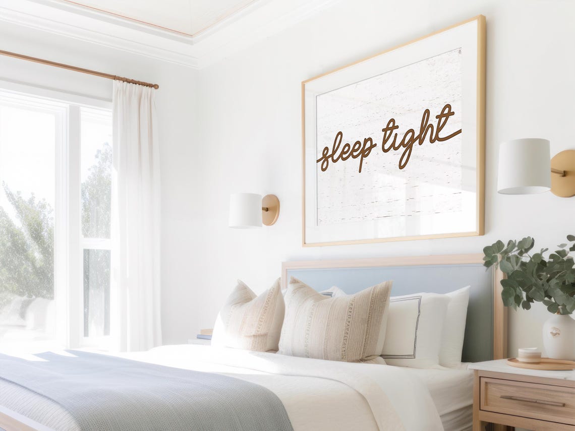 Sleep Tight Brown Script Rustic Farmhouse Birch Bedroom Quote Poster - Image 2