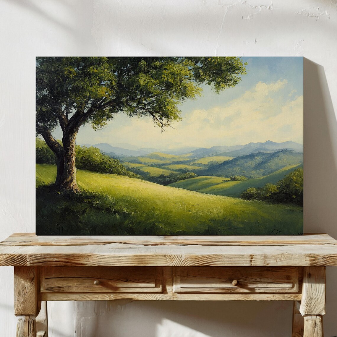 Rolling Hills Landscape Painting, Serene Countryside - Image 3