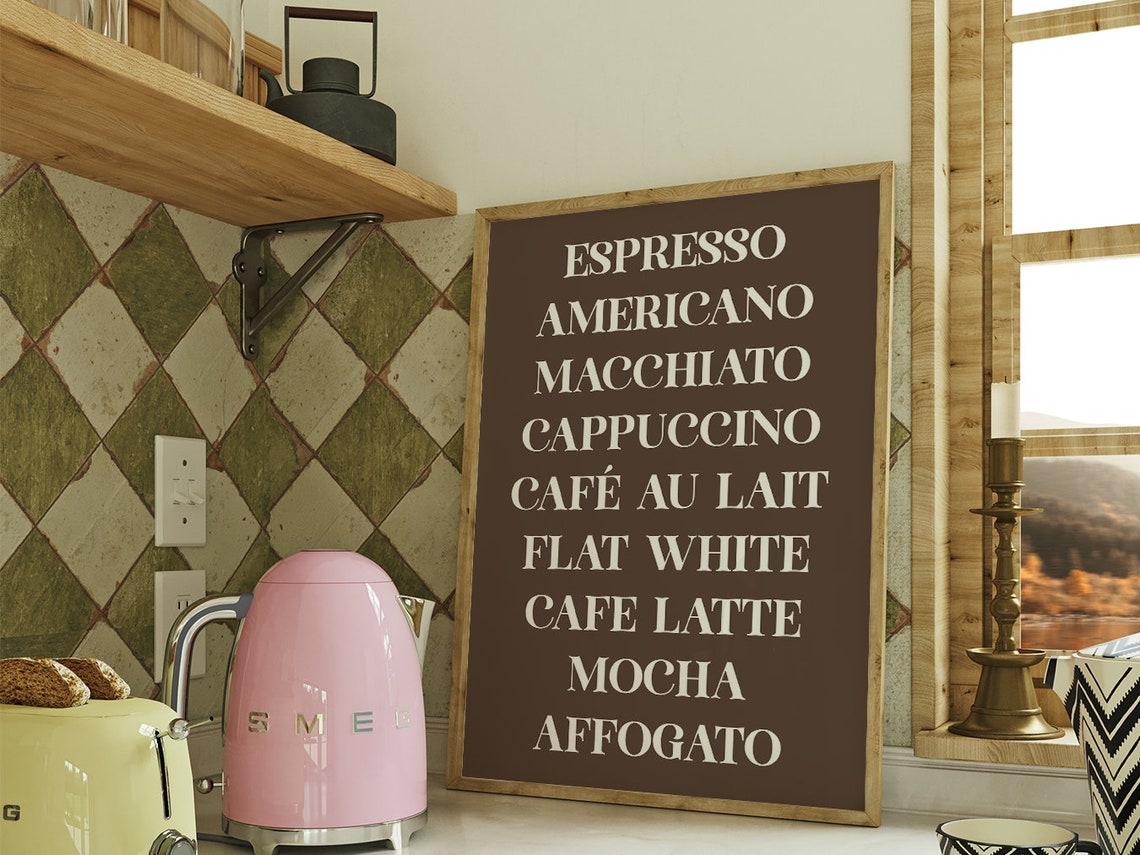 Coffee Drinks List Menu Taupe Brown Minimalist Typography Wall Art - Image 2