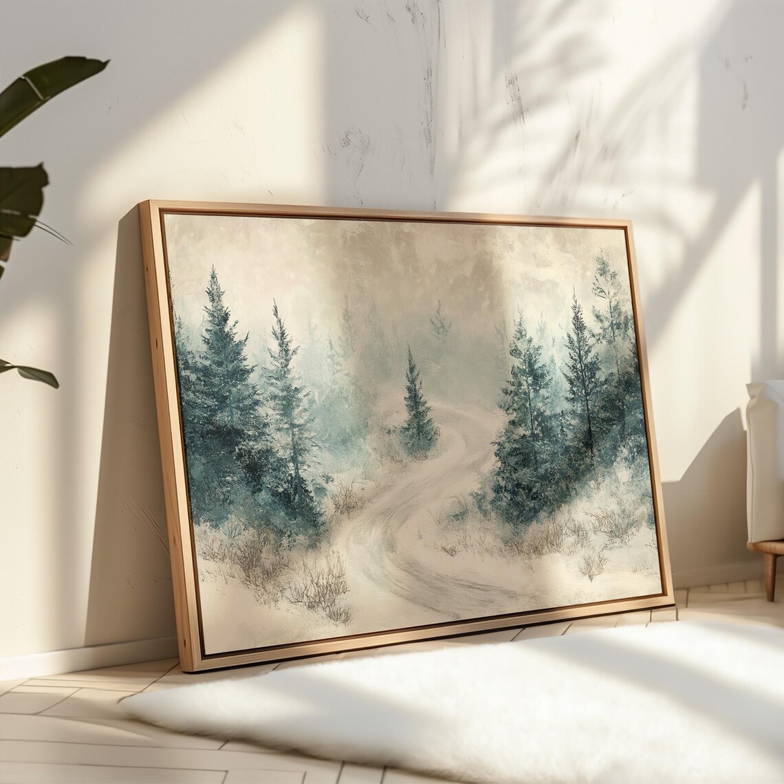 Snowy Forest Path, Serene Winter Landscape - Image 2