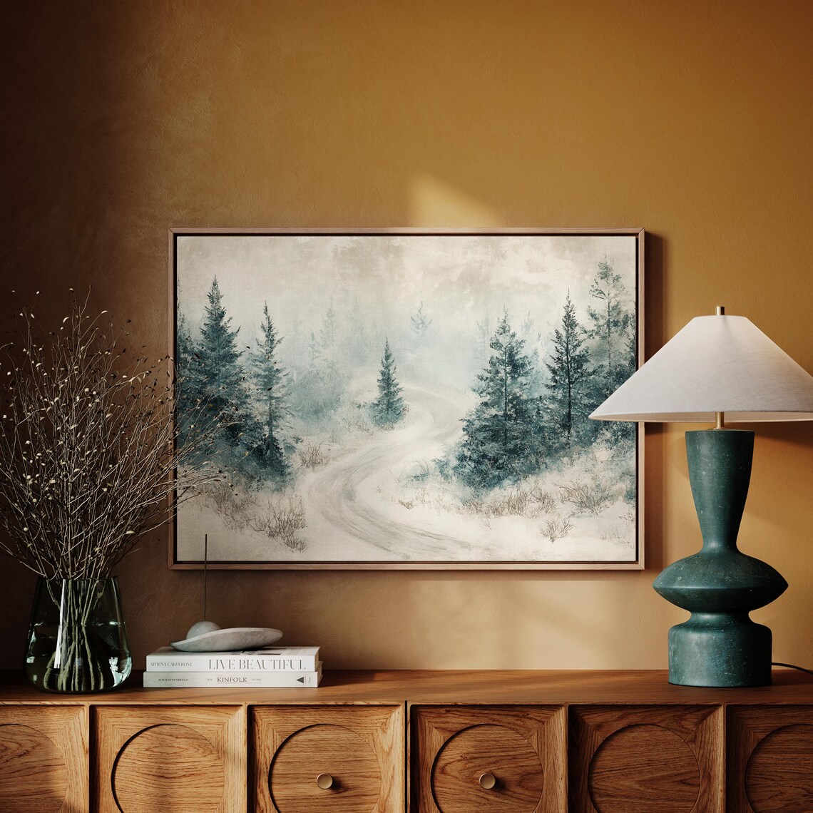 Snowy Forest Path, Serene Winter Landscape - Image 5
