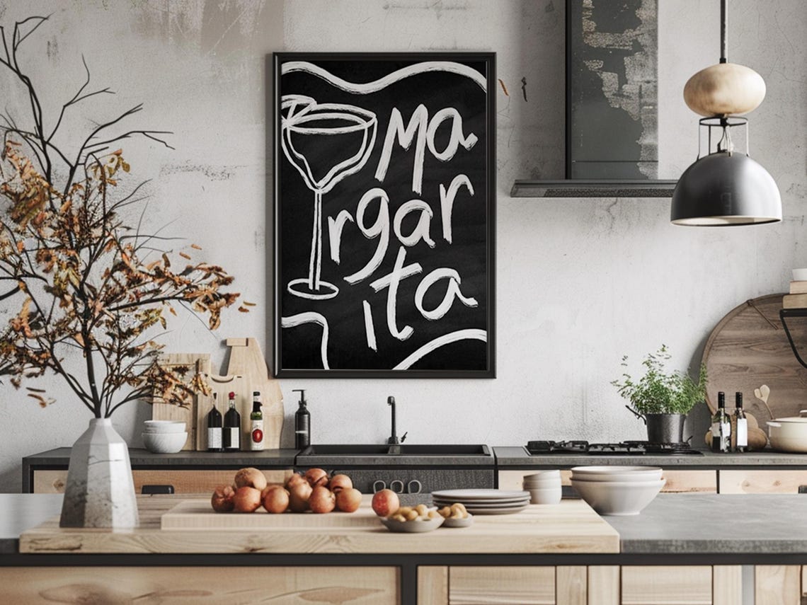 Margarita Chalkboard Vintage Cocktail Drink Chalk Bar Wall Art - Image 4