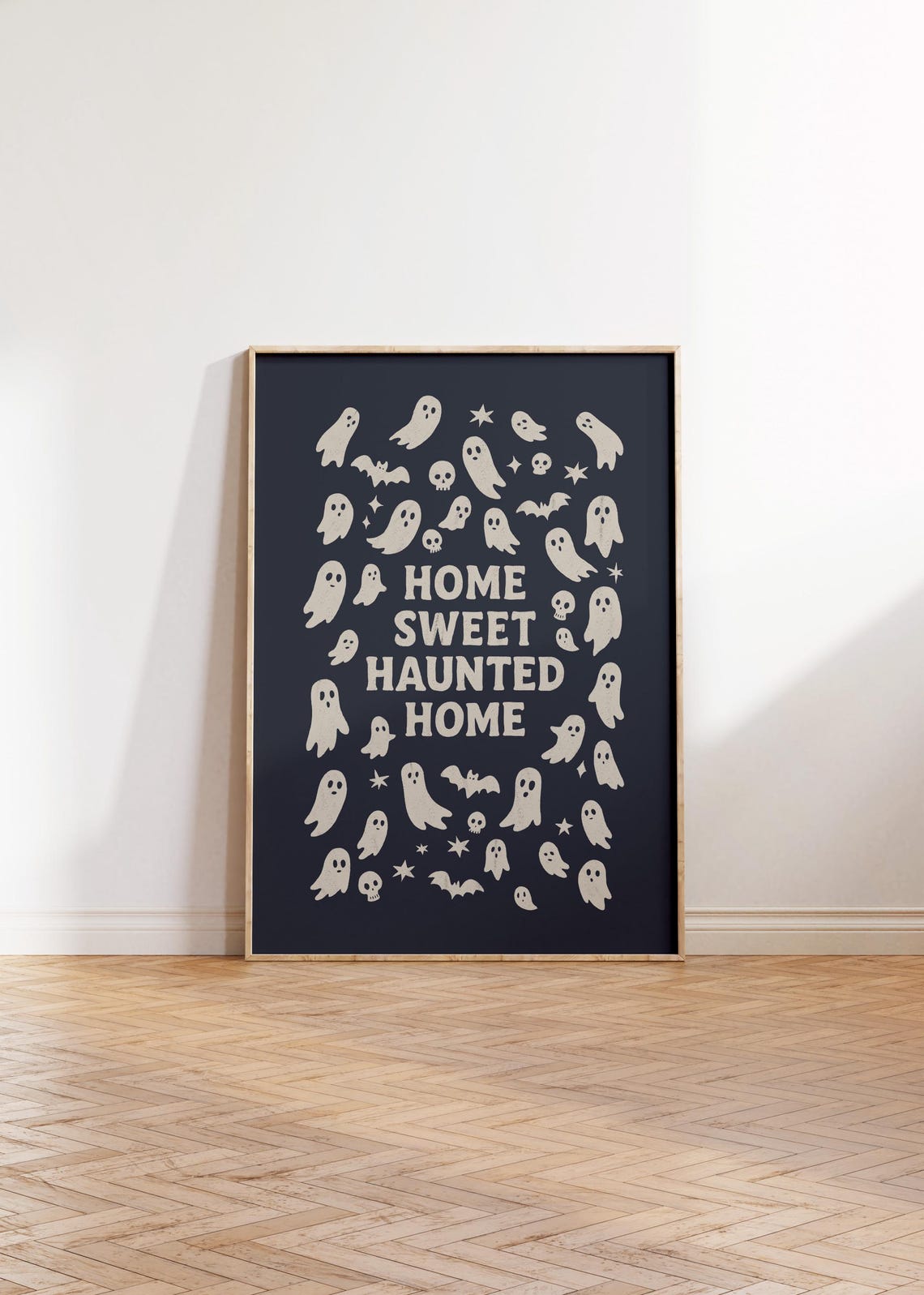 Home Sweet Haunted Halloween Poster Spooky Art Funny Gothic Decor Boo Wall Print Instant