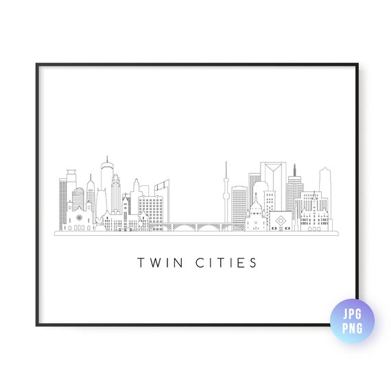 Twin Cities Skyline, MN City Line Art Print