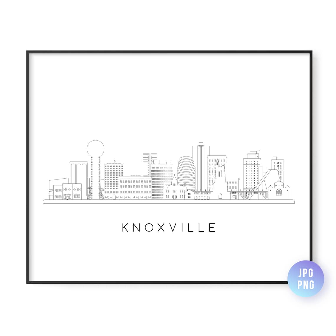 Knoxville Skyline Line Art Travel Poster