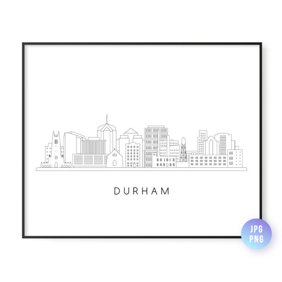 Durham Skyline Print City Nc Line Art Instant Wall Jpg Png
