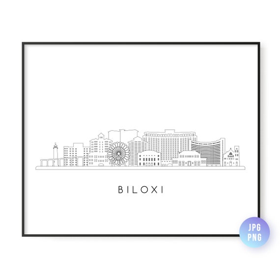 Biloxi Skyline Line Art Travel Poster