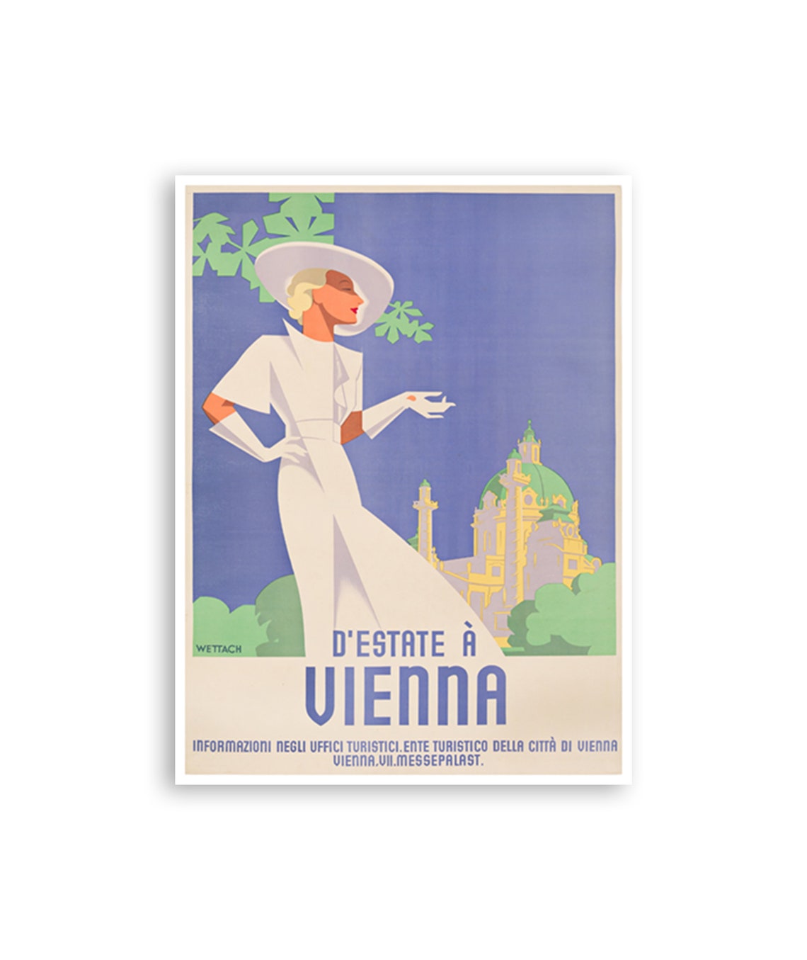 D Estate a Vienna Vintage Italian Elegant Lady Summer Travel Poster