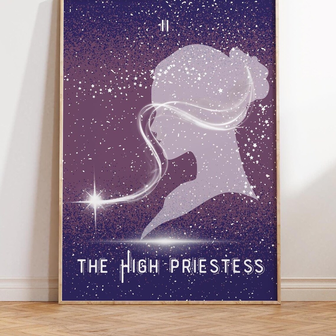 The High Priestess Tarot Card Starry Silhouette Celestial Poster