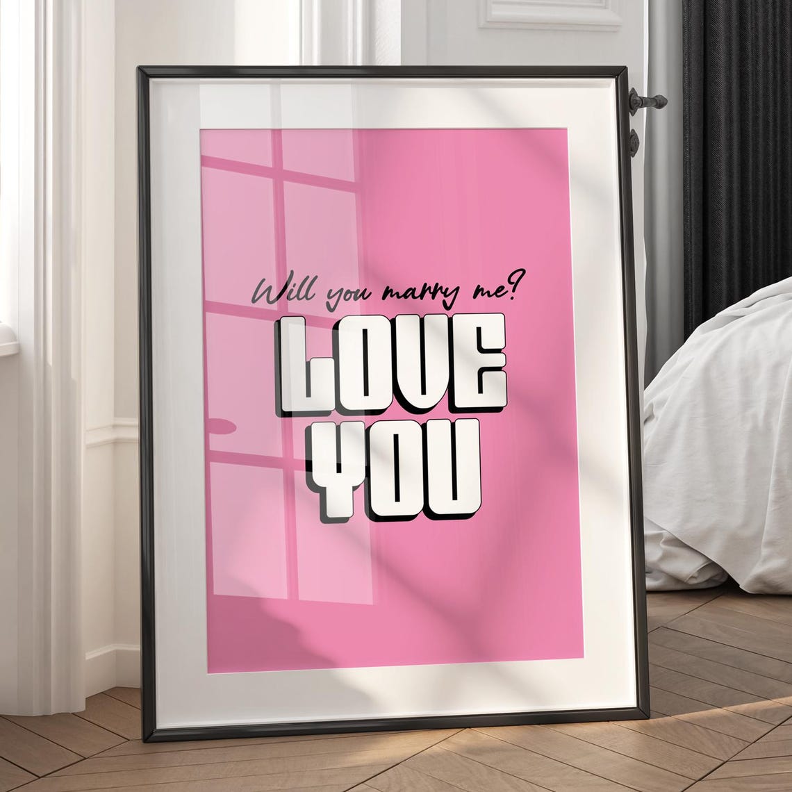 Will You Marry Me Love You Pink Proposal Script Wall Decor Poster