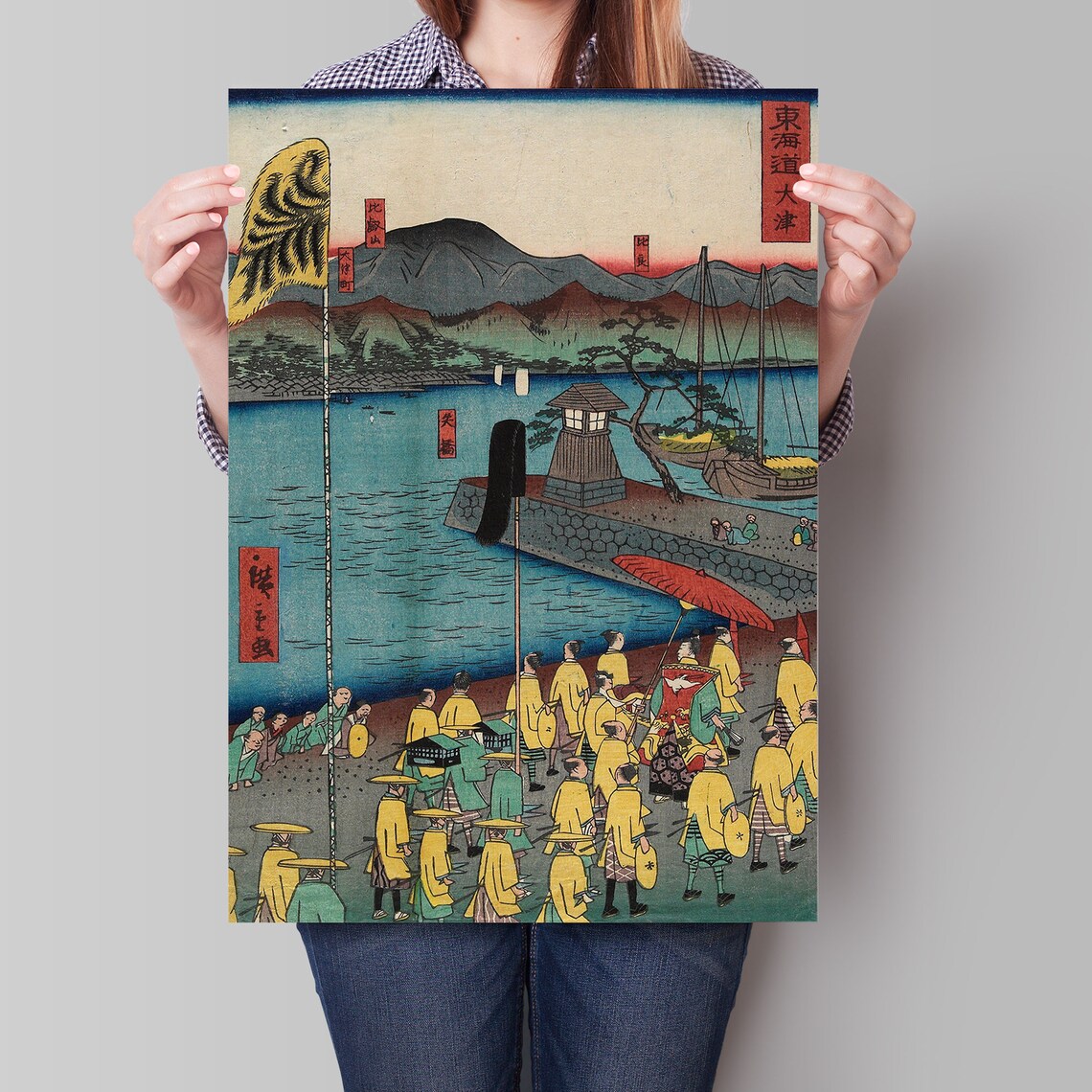 Hiroshige Otsu Tokaido Daimyo Procession Harbor Woodblock Poster - Image 4