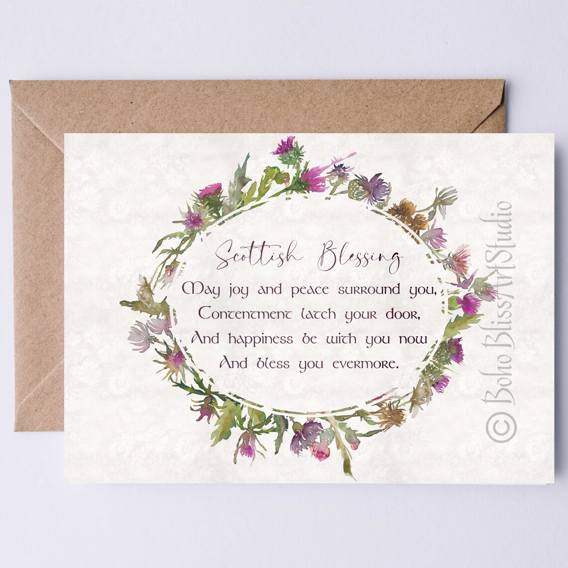 Scottish Thistle Blessing Art Print, Wedding Blessing
