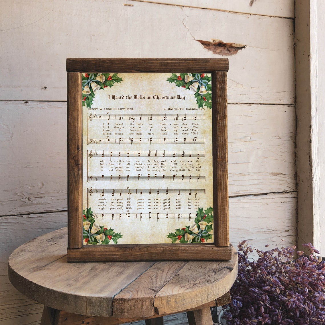I Heard the Bells on Christmas Day Vintage Hymn Sheet Music Poster - Image 2