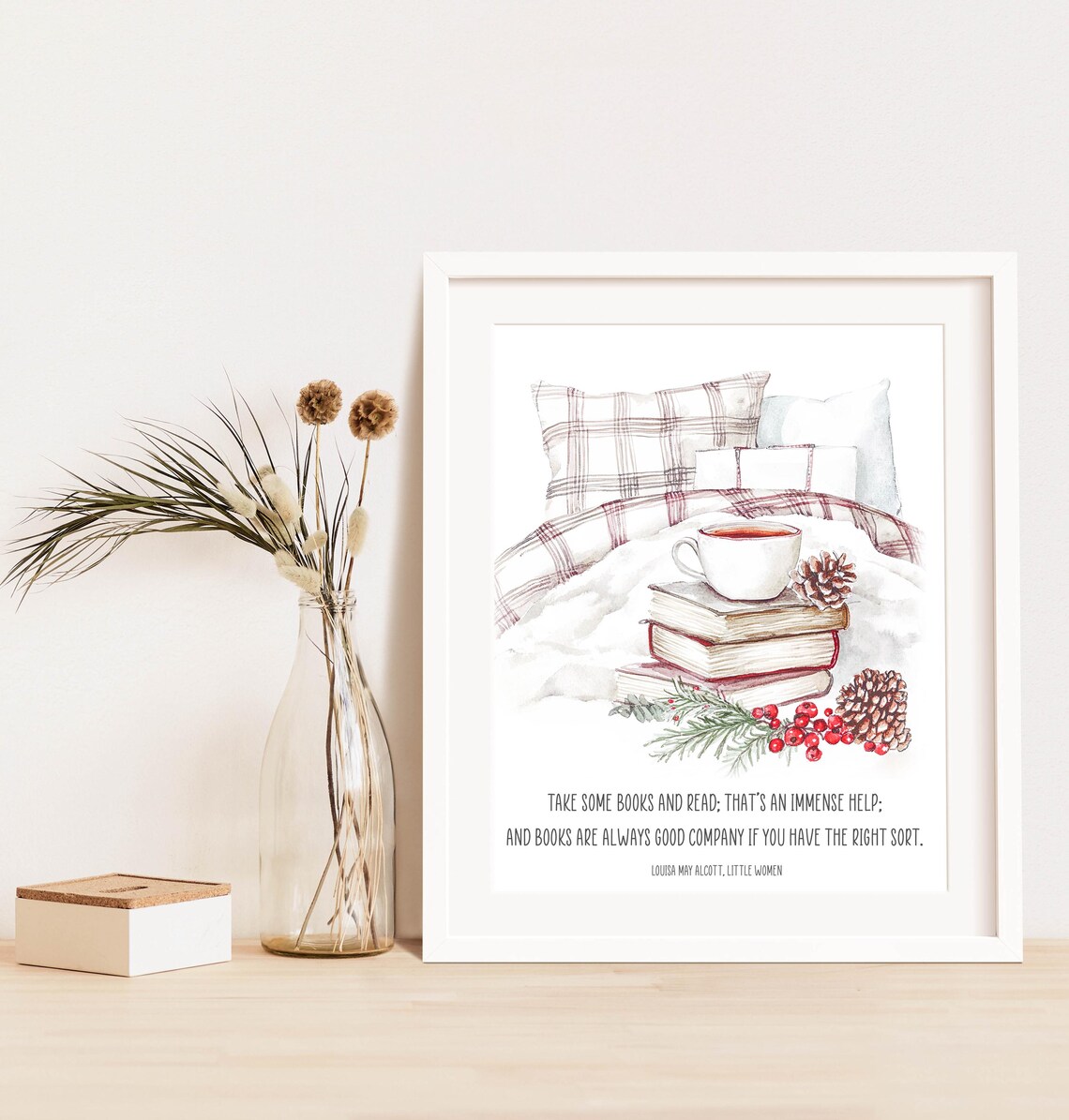 Little Women Reading Quote Watercolor Books Tea Cozy Library Nook Poster - Image 3