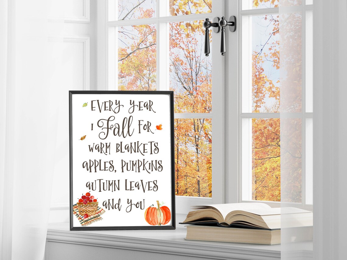 Every Year I Fall For Autumn Love Farmhouse Fall Quote Art Print - Image 3