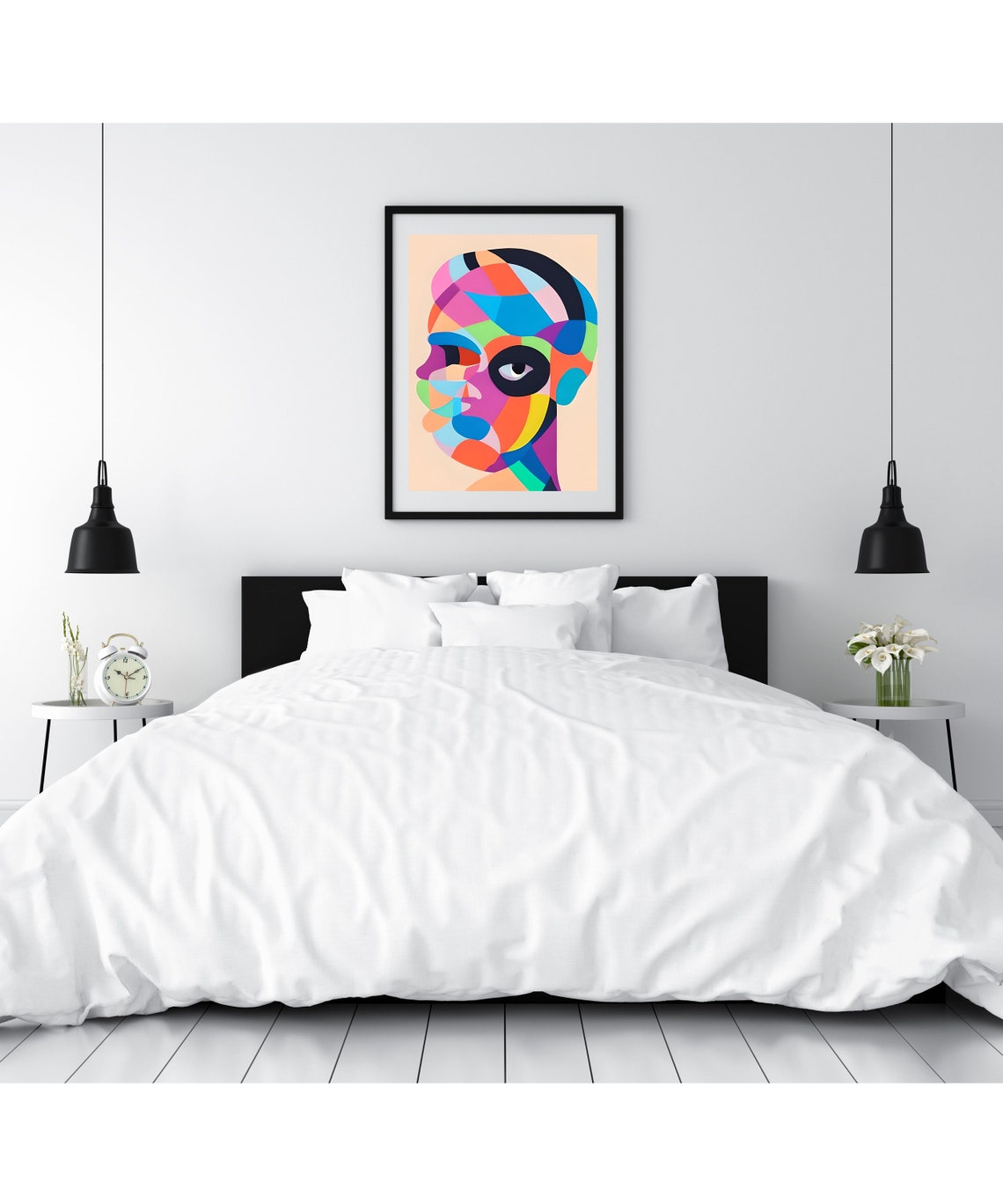 Reflect Curved Mosaic Face Colorful Abstract Modern Art Print - Image 2