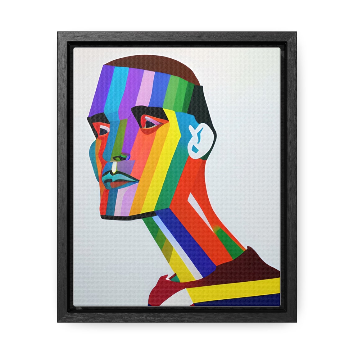King Vertical Rainbow Stripe Man Bust Abstract Portrait Print