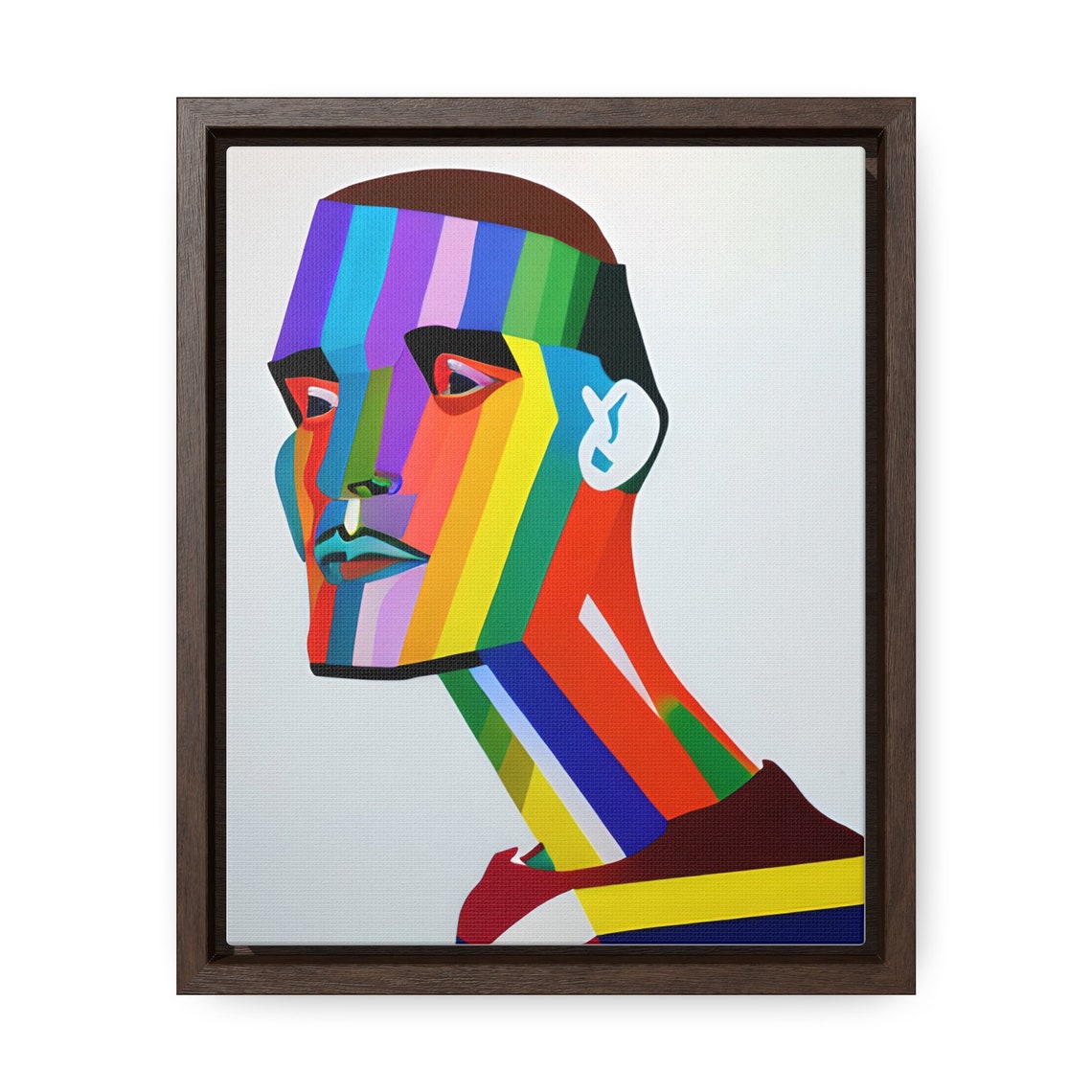 King Vertical Rainbow Stripe Man Bust Abstract Portrait Print - Image 3