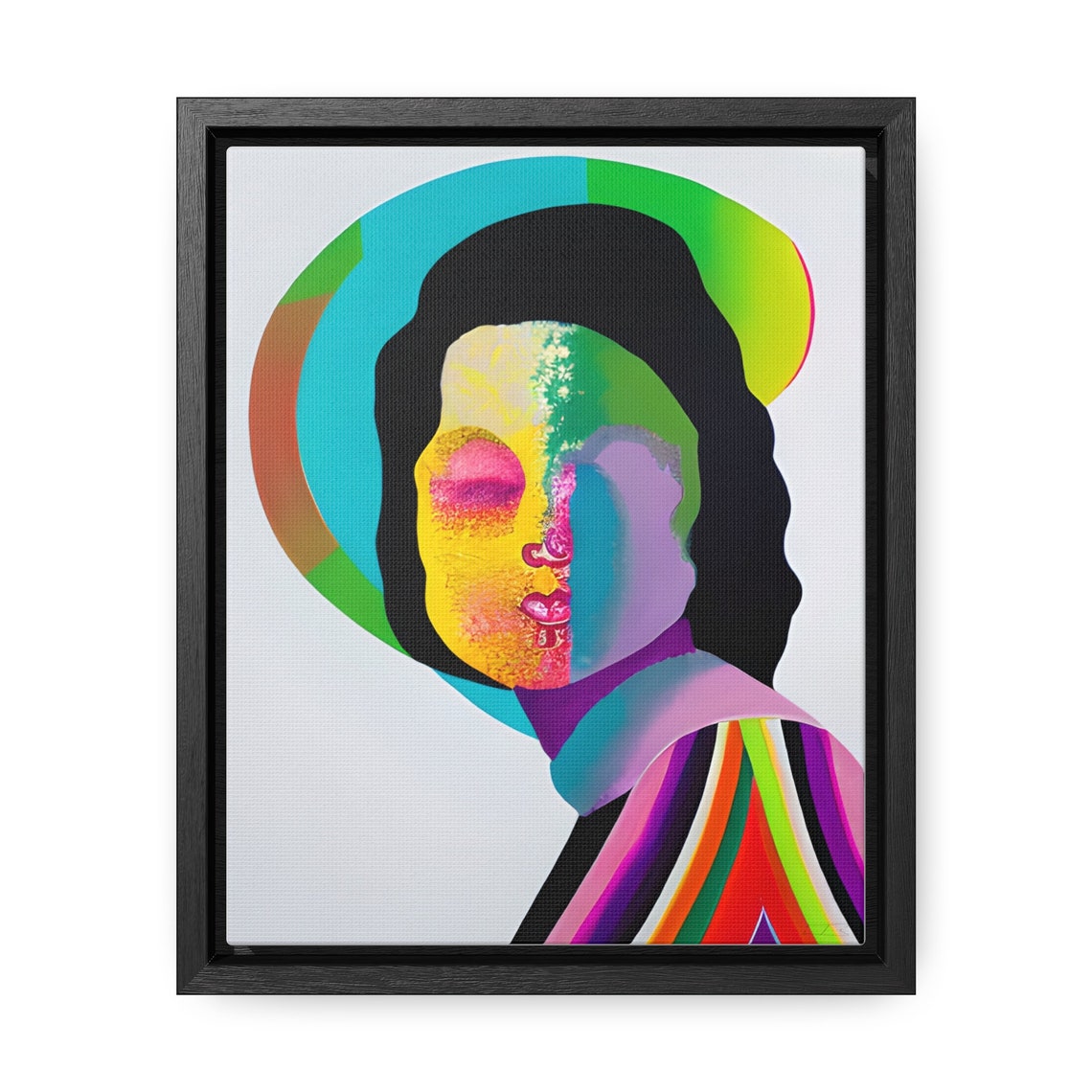 Vapor Gradient Face Woman Portrait Colorful Halo Abstract Print