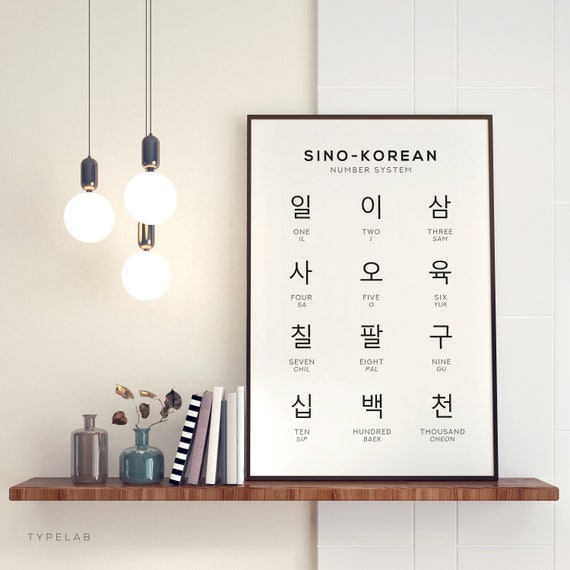 Korean Alphabet And Number Art Set Hangul Prints Black White Wall Art Sino Korean Poster Instant
