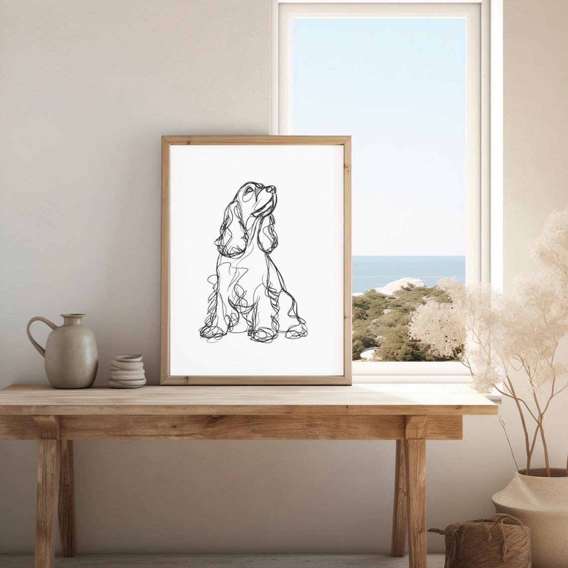Minimalist Cocker Spaniel Line Art Modern Pet Decor Instant Lover Gift