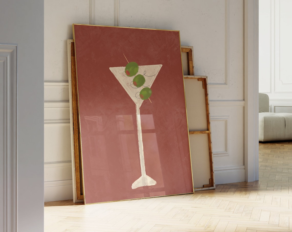 Martini Hand-Drawn Retro Cocktail Art Print