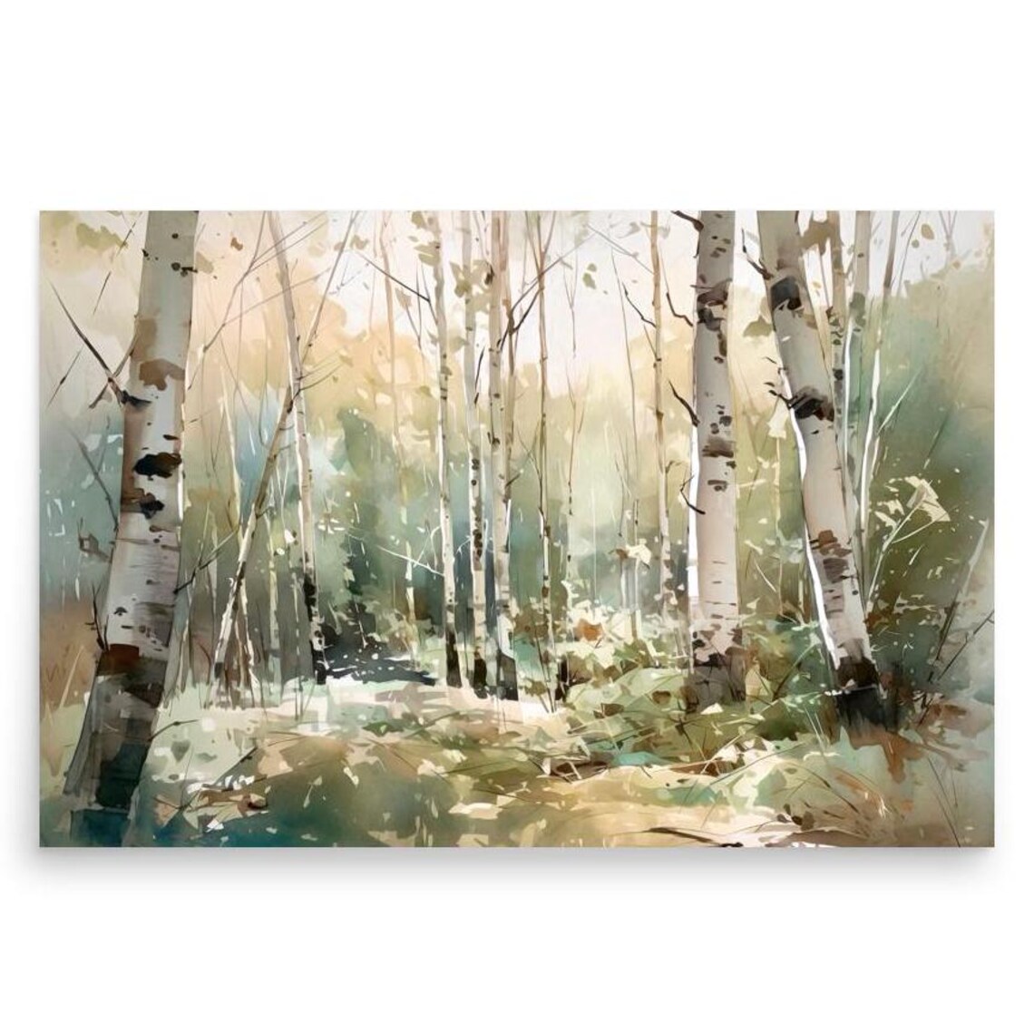 Birch Woods Horizontal Art Print, Watercolor Landscape - Image 5