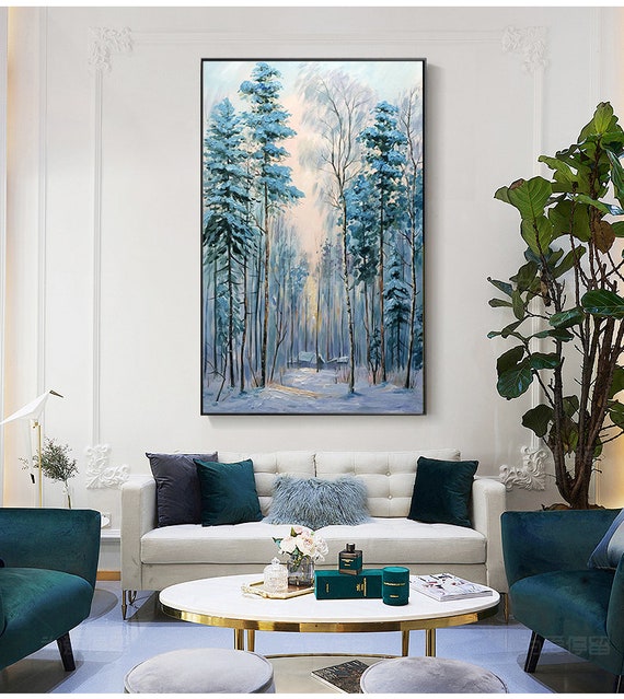 Forest Scenry Painting Winter Snow Scenery Painting Tree Wall Art Landscape Oil Painting On Living Room Wall Decor Spiritual Art