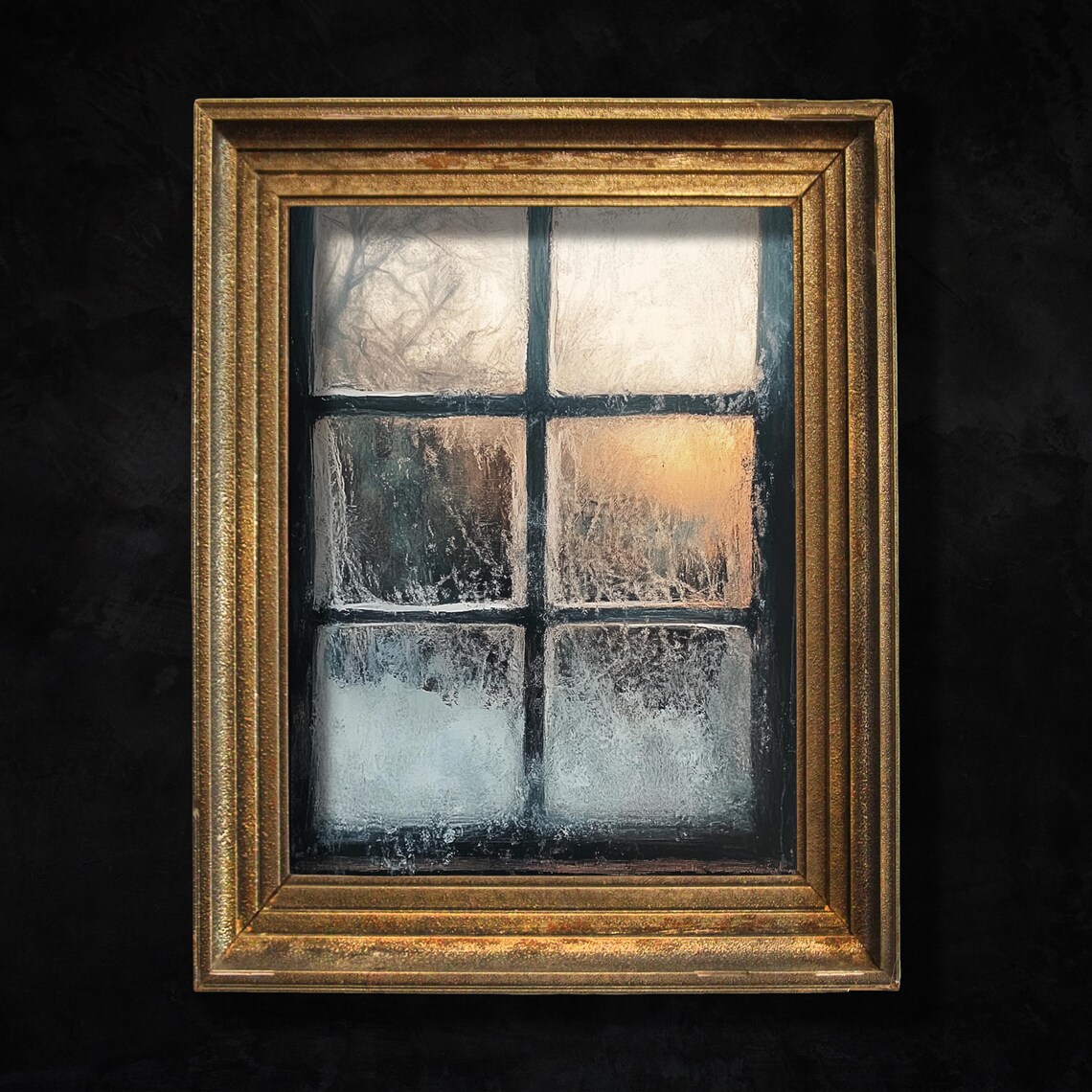 Frosty Window Rustic Christmas Wall Art Seasonal Home Decor Moody Winter Decoration