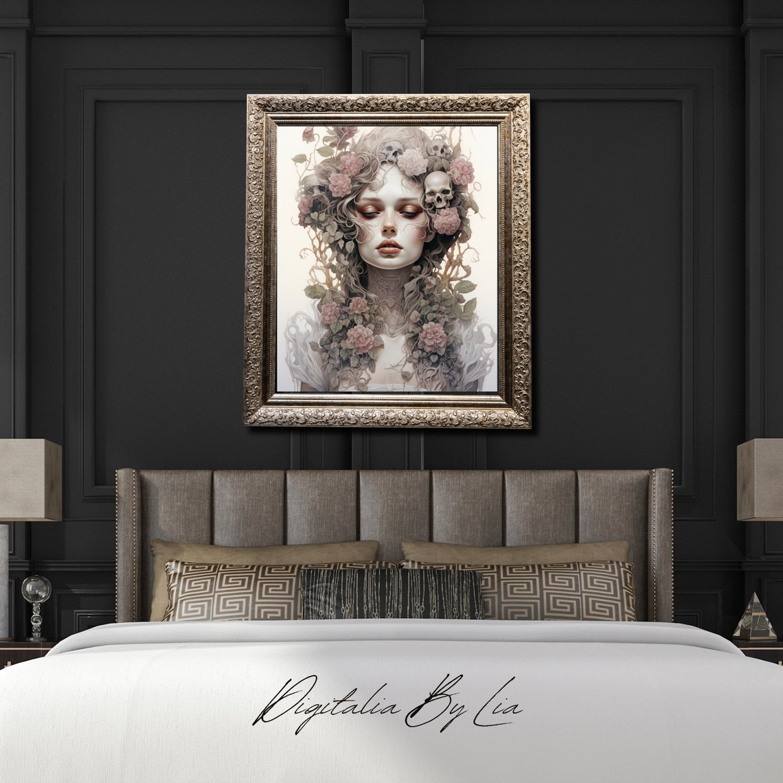 Pastel Goth Portrait Gothic Room Decor Whimsigoth Wall Art Light Academia Fantasy Art - Image 3