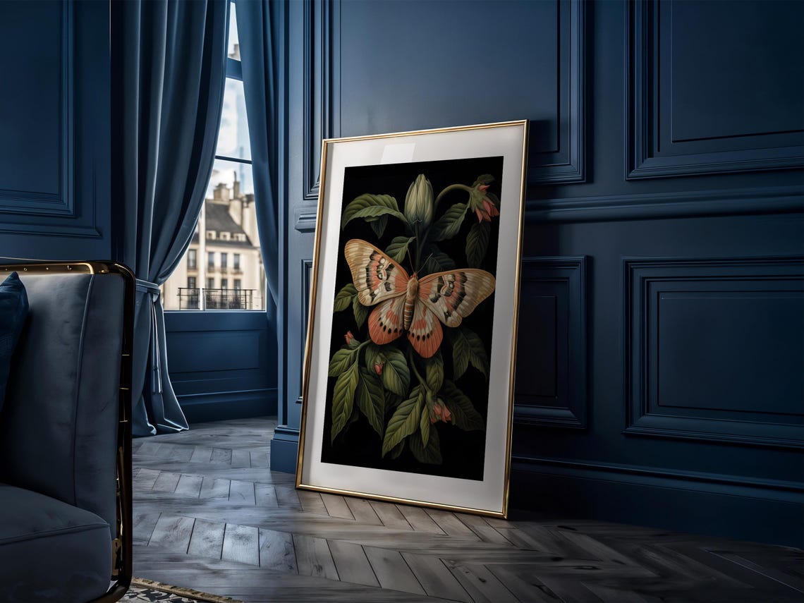 Giant Moth Botanical Illustration Dark Forest Gothic Insect Print - Image 3