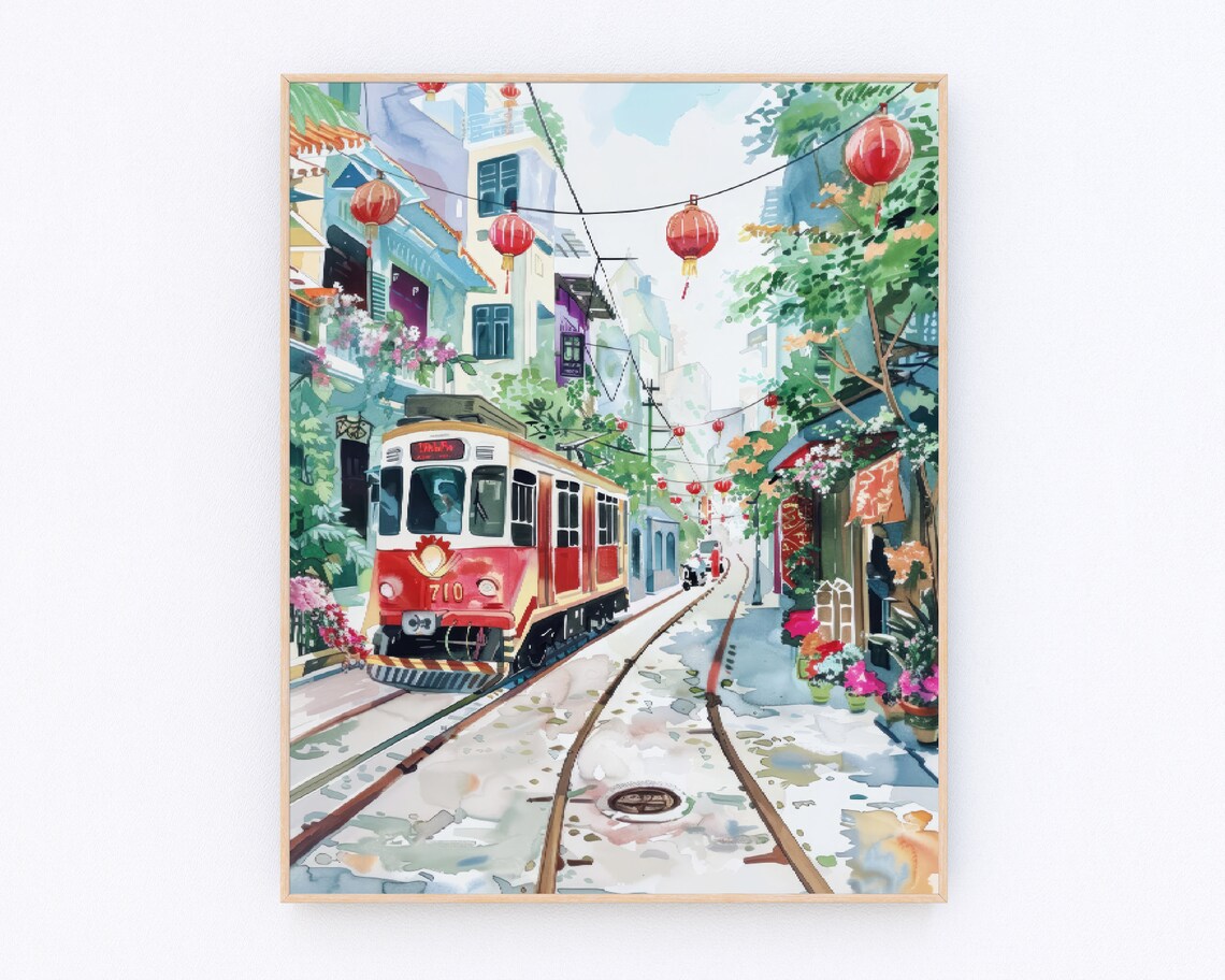 Hanoi Vietnam Train Street Cityscape Travel Poster
