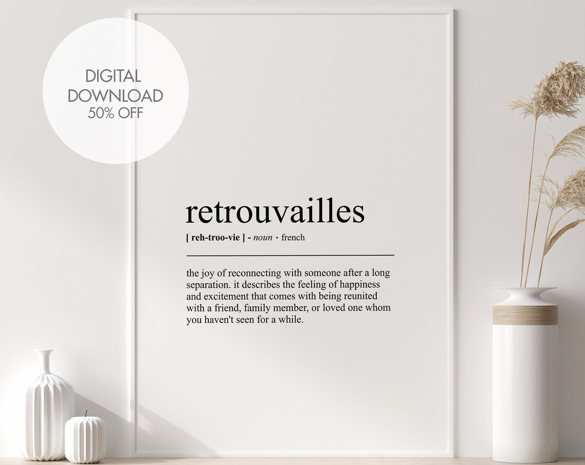 Retrouvailles Funny Definition Art Print, French Wall Art