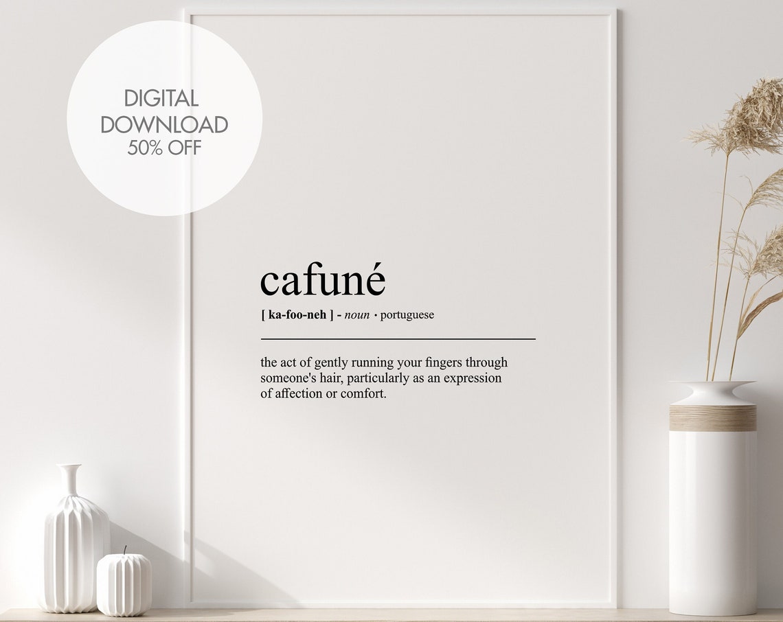 Cafune Portuguese Word Definition Minimalist Dictionary Poster
