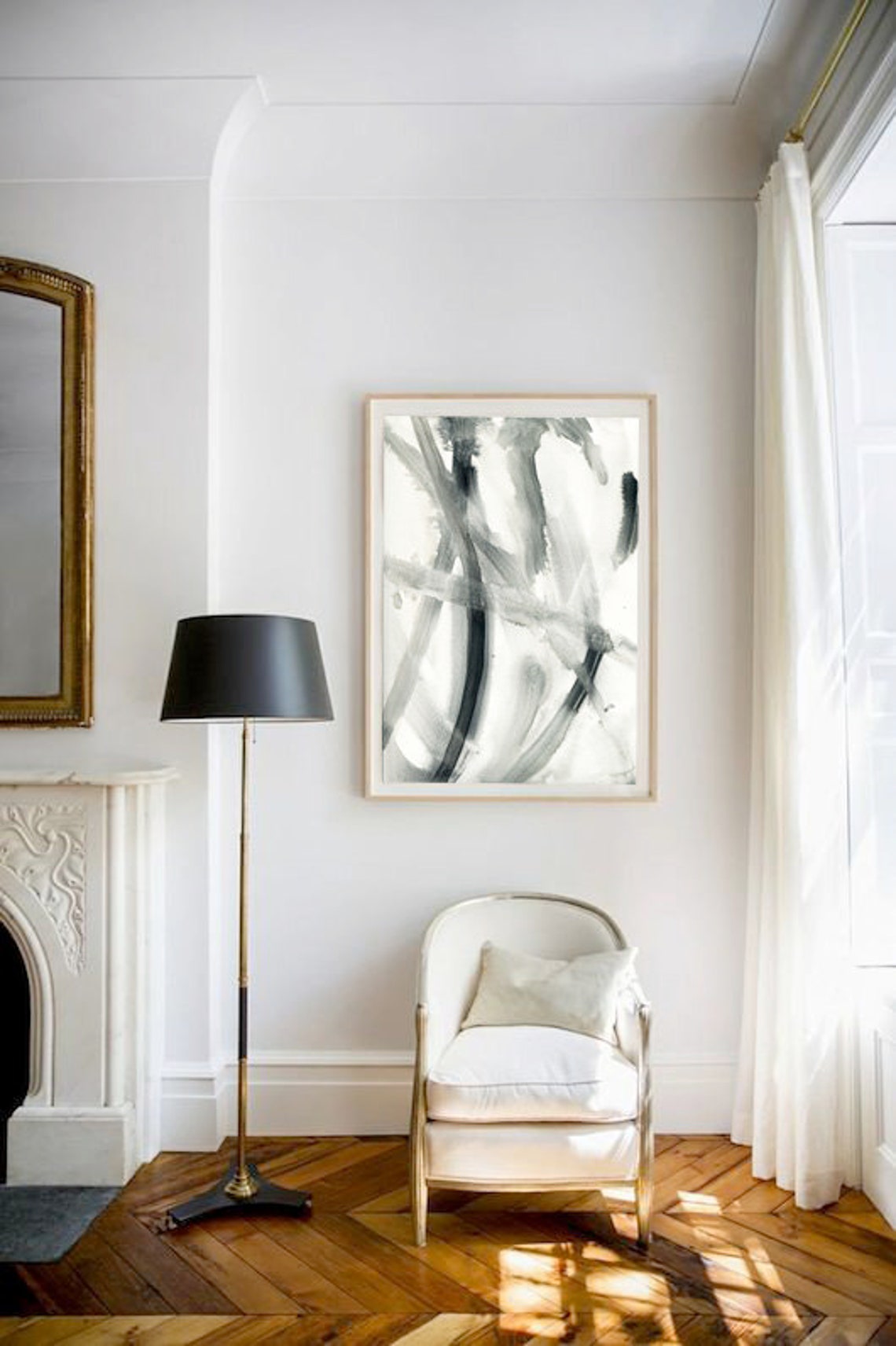 Black White Abstract Poster Bold Ink Brushstrokes Modern Minimal Decor - Image 3