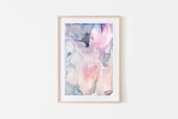 Wall Art Abstract Muted Violet Decor Wall Art Poster Wall Decor Abstract Watercolor Art Violet Wall Art
