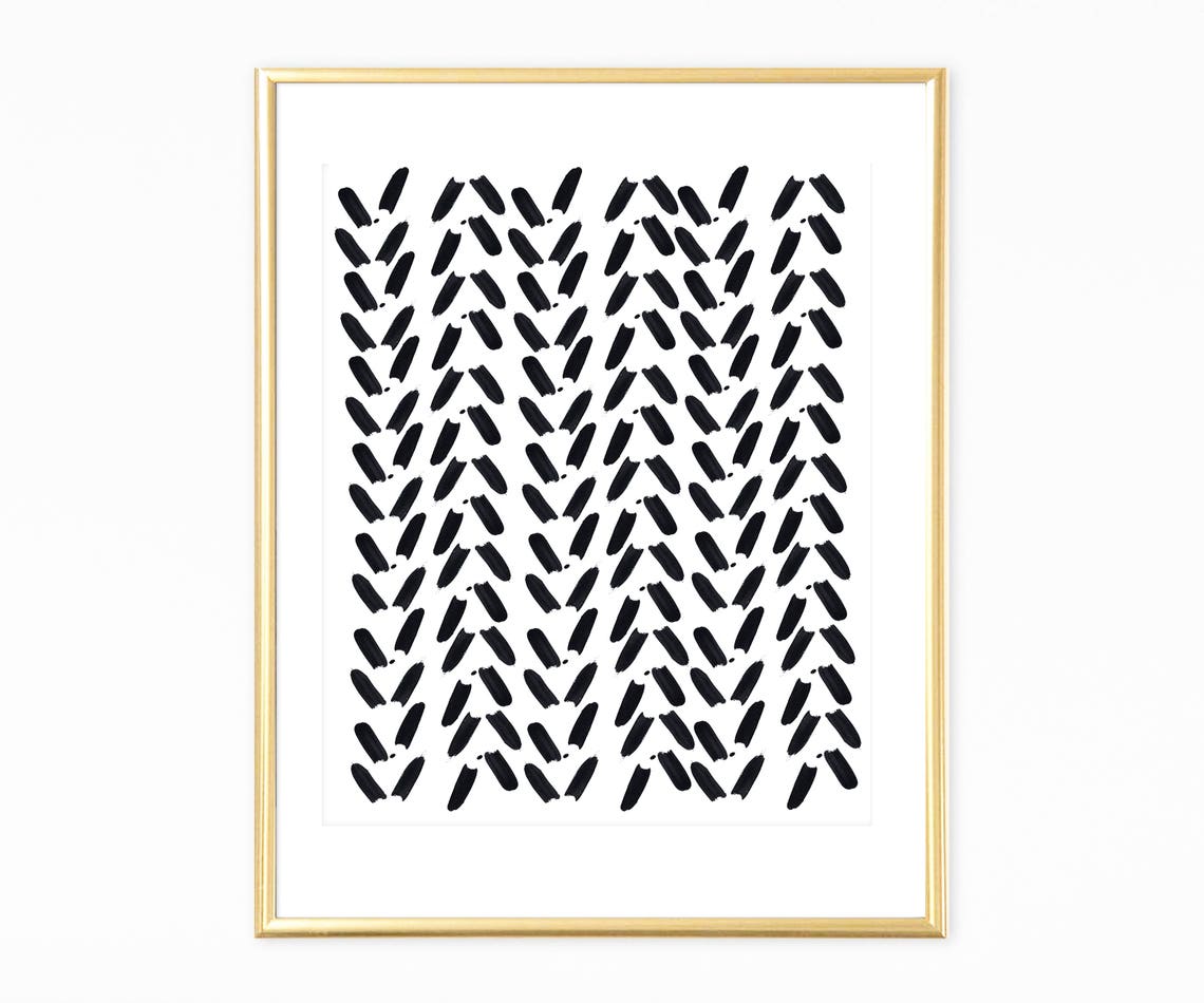 Black Brushstroke Dash Pattern Minimalist Scandinavian Style Poster