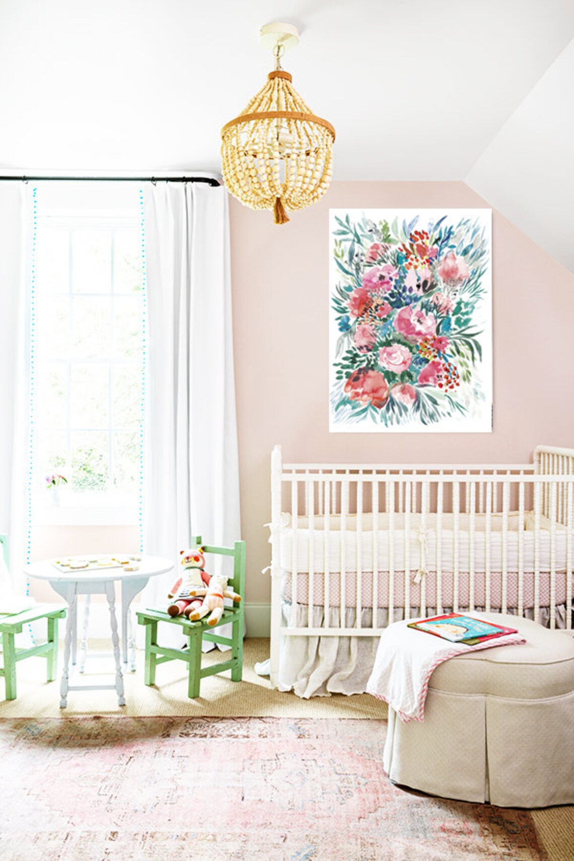 Vibrant Pink Coral Floral Bouquet Watercolor Bloom Garden Wall Art - Image 3