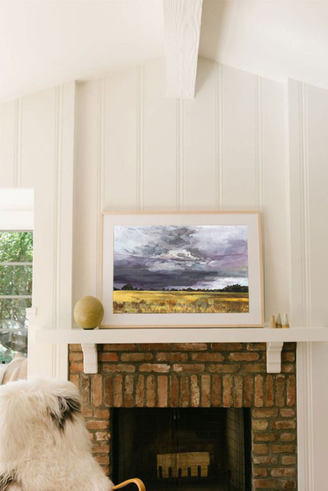 Landscape Painting Print Large Landscape Art Yellow Field Landscape Nature Landscape Art Modern Painting Gray And Yellow Landscape Wall Art - Image 3