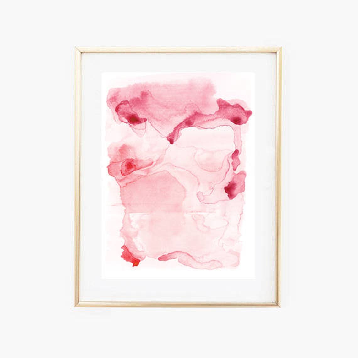Pink Watercolor Wash Abstract Blush Rose Soft Romantic Art Print