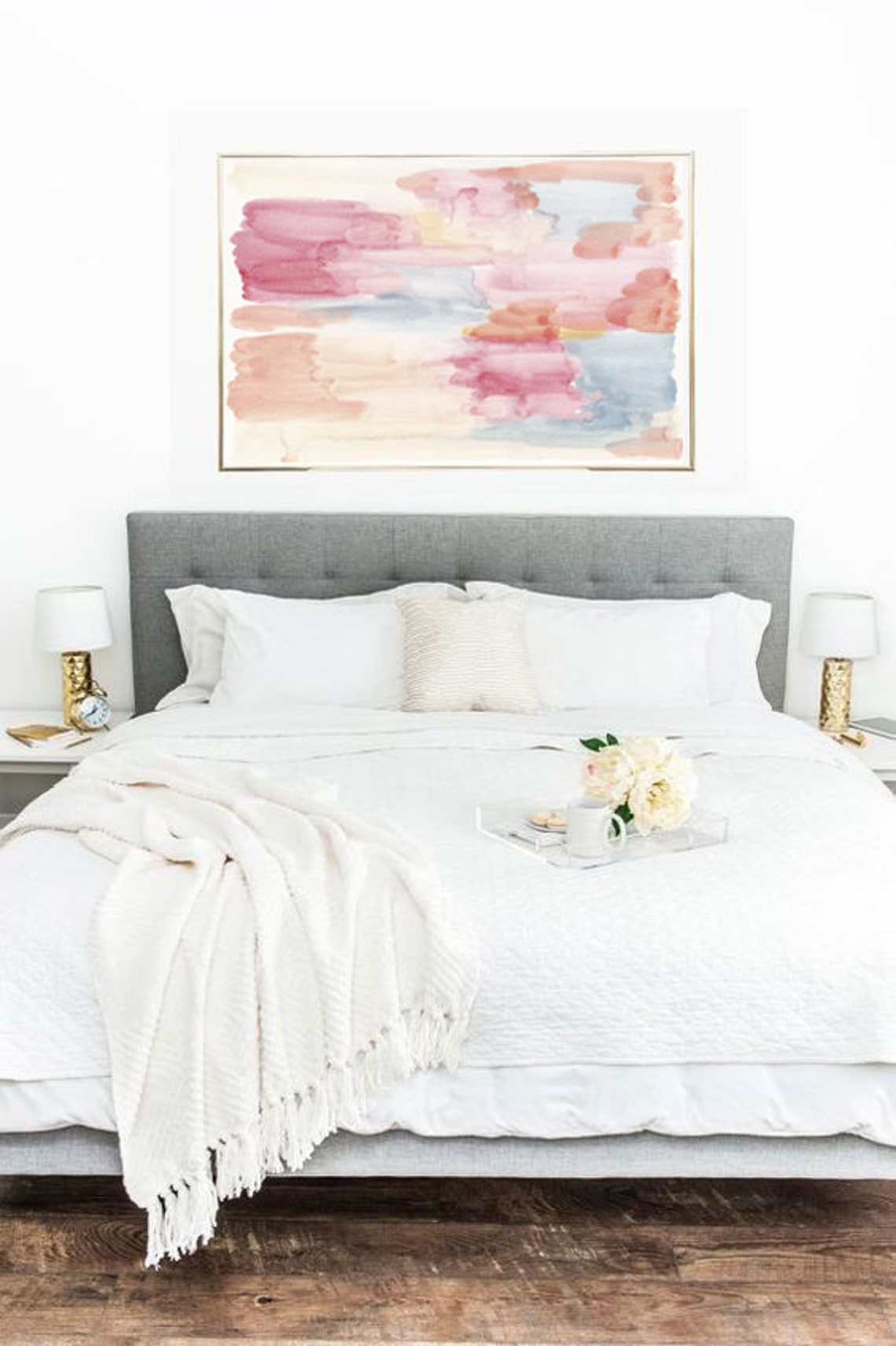 Bold Pink Coral Abstract Watercolor Art Vibrant Brush Strokes Wall Art - Image 3