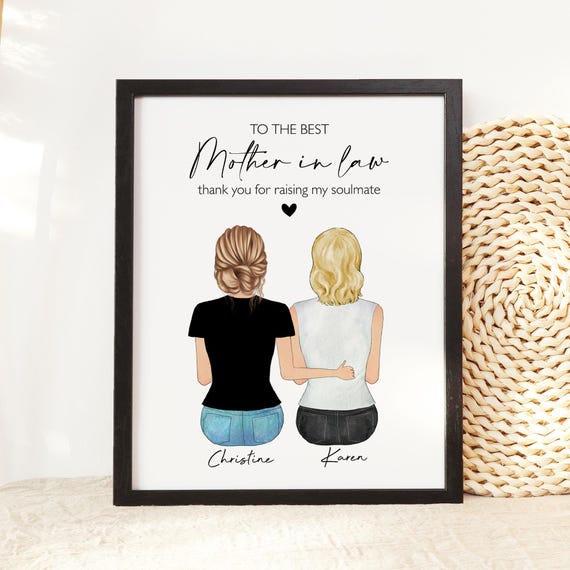 Personalized Mothers Day Mother In Law Gift Custom Family Print Gift For Mil Family Portrait Daughter In Law Birthday Mum Daughter Print