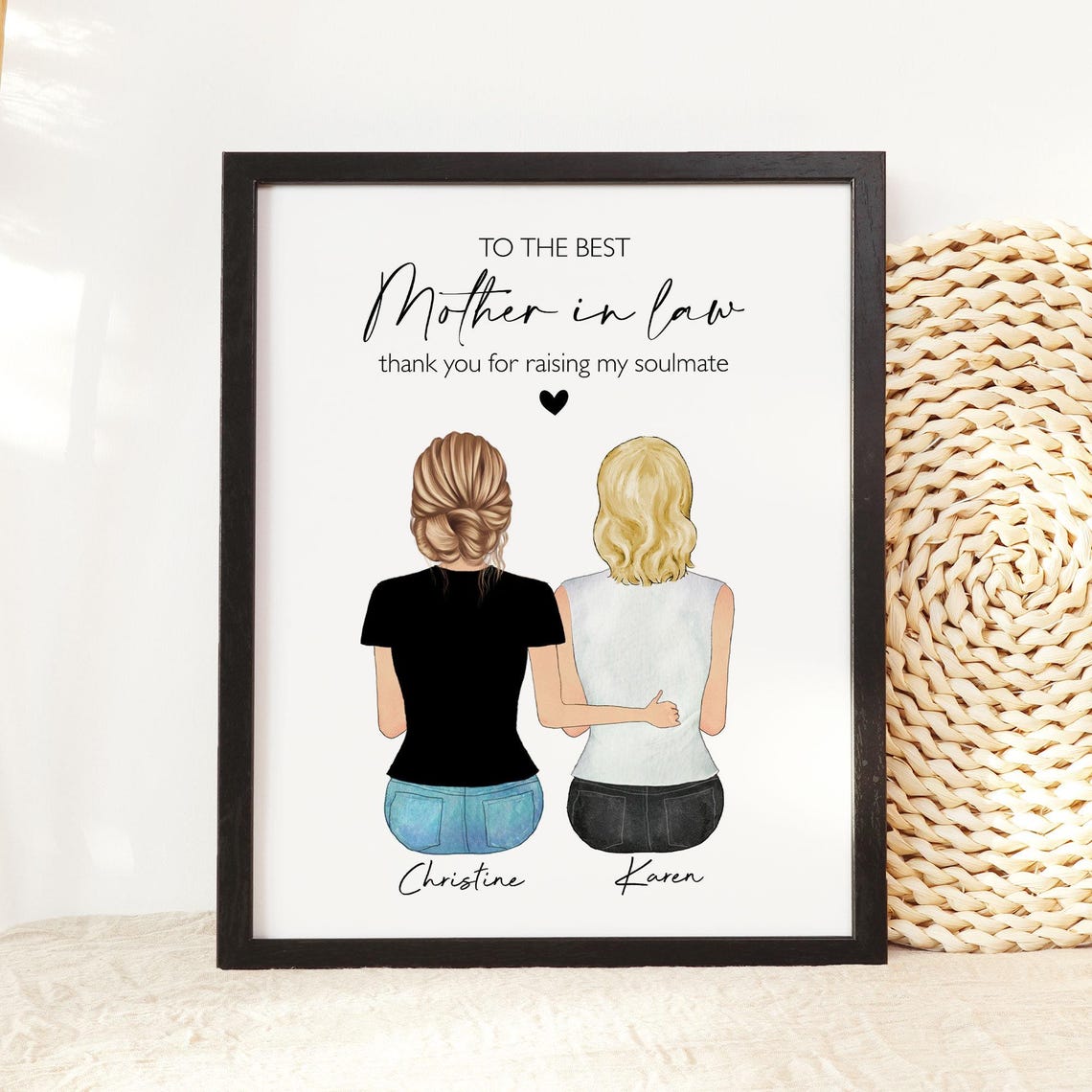Personalized Mothers Day Mother In Law Gift Custom Family Print Gift For Mil Family Portrait Daughter In Law Birthday Mum Daughter Print