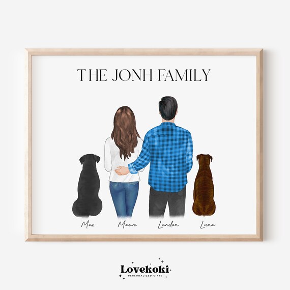 The Jonh Family Custom Husband and Wife Portrait Poster with Two Dogs