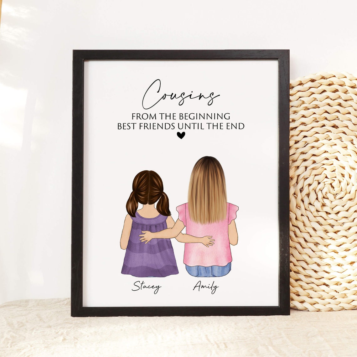 Cousins Best Friends From Beginning Personalized Portrait Poster