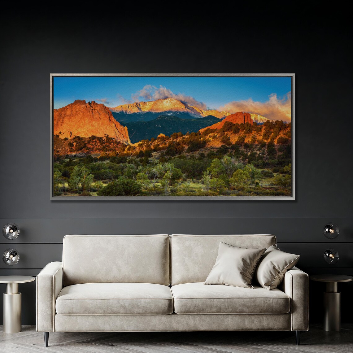 Garden Of The Gods And Pikes Peak At Sunrise Red Rocks Colorado Poster - Image 2