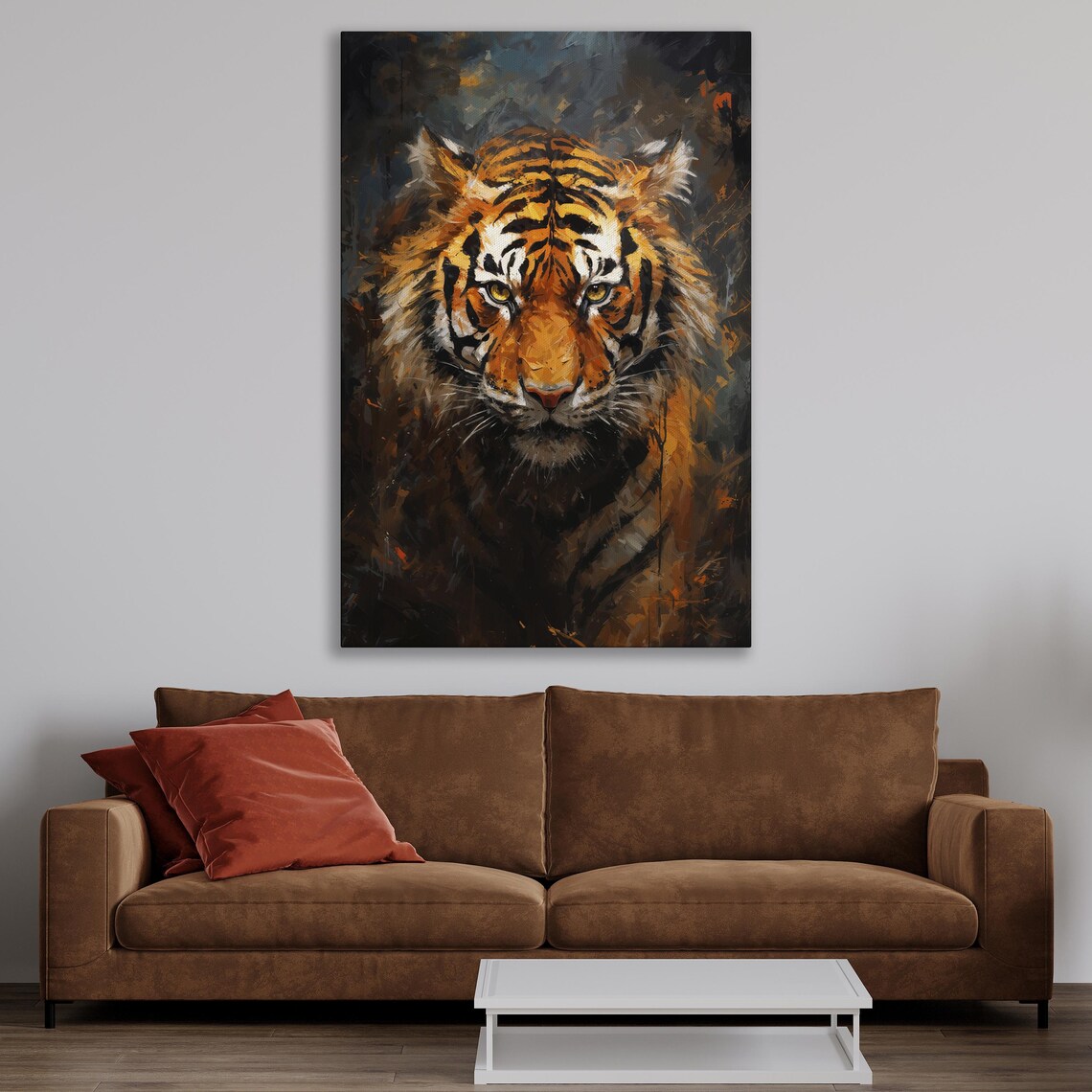 Tiger Oil-Painting Style Art Print, Jungle Wildlife - Image 3