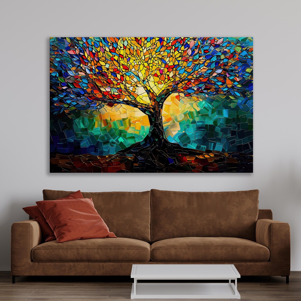 Yggdrasil Tree Of Life Art Print, Colorful Mosaic
