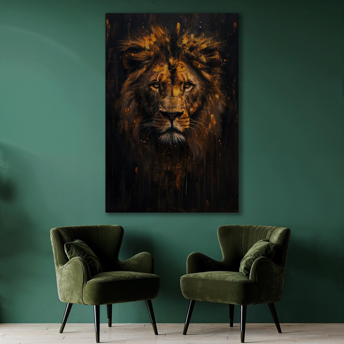 Majestic Lion Abstract Painting Print, Royal Wildlife - Image 2