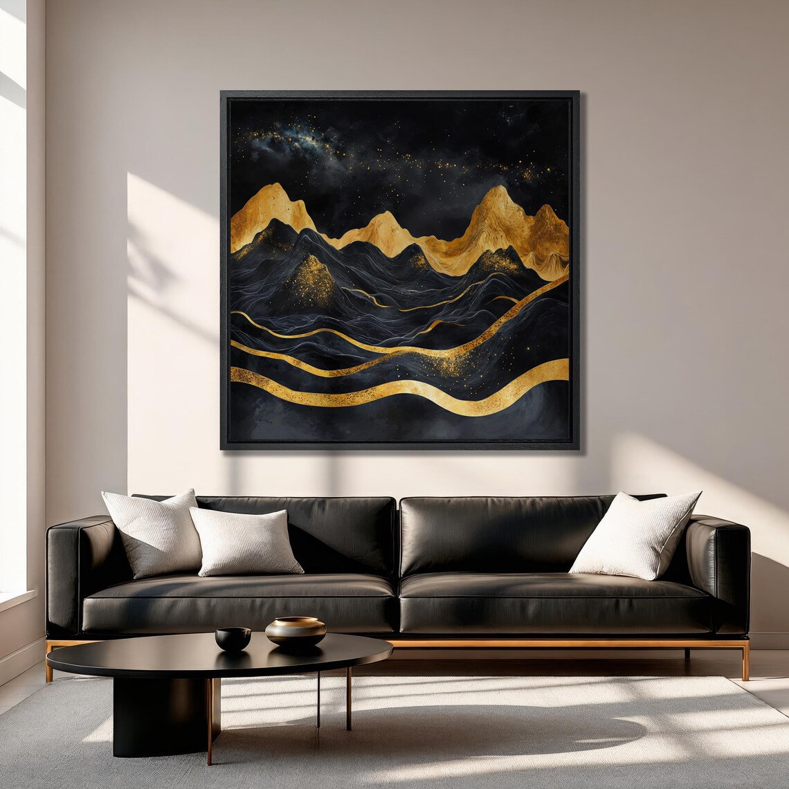 Black And Gold Mountains Wall Art Abstract Night Landscape Print Luxury Wall Decor Mountain Poster Starry Sky Artwork Ready To Hang - Image 4